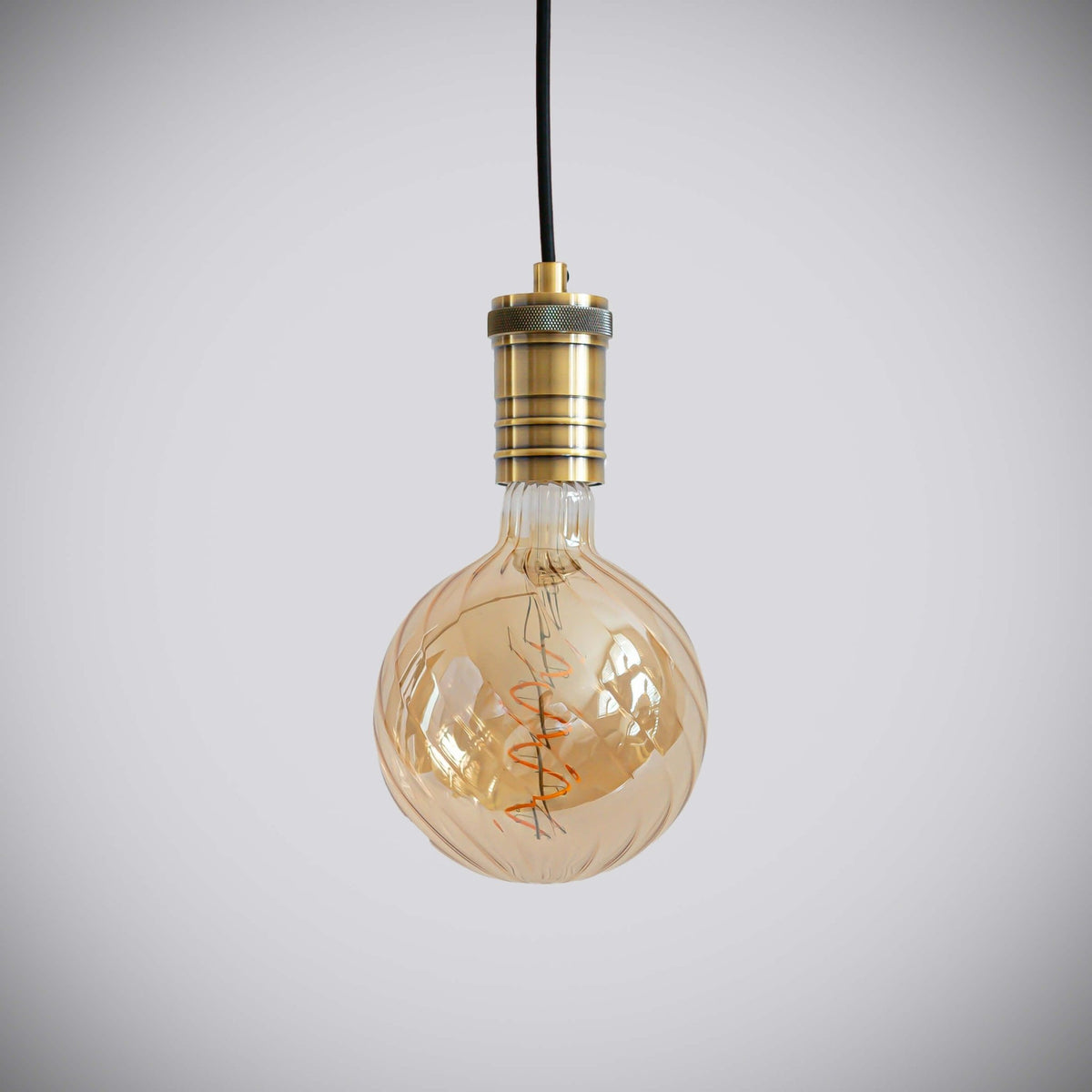 antique bronze pendant light with straight cable and felicity bulb off