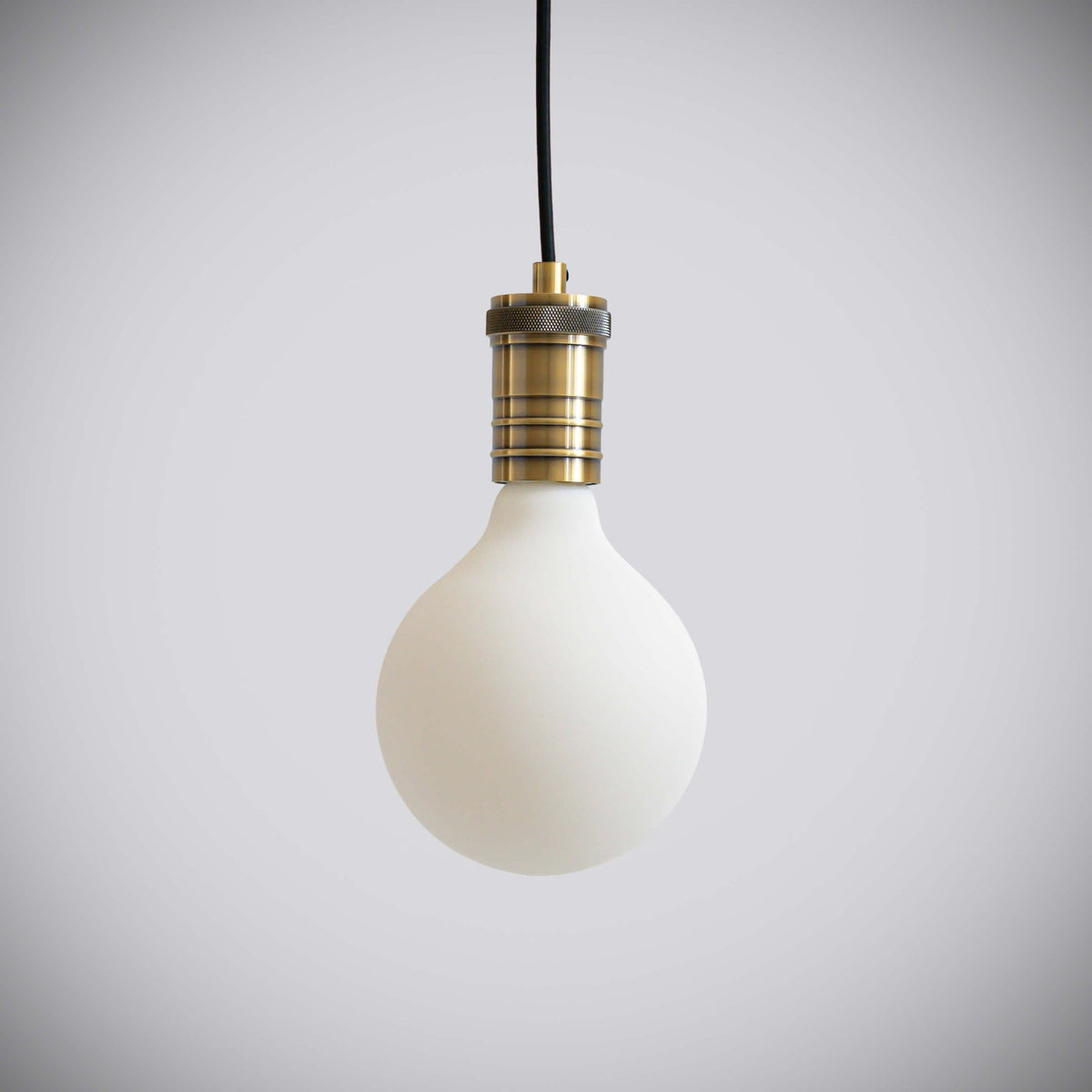 antique bronze pendant light with straight cable and luna bulb off