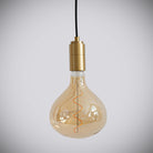 brass pendant light with straight cable and olivia bulb off