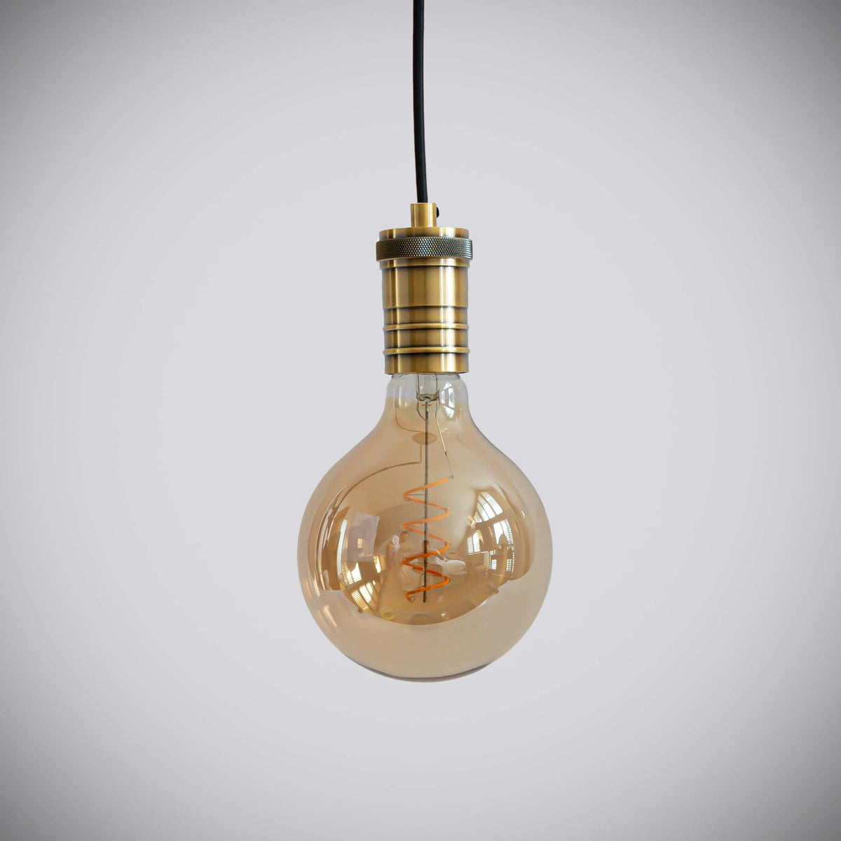 antique bronze pendant light with straight cable and sophia bulb off